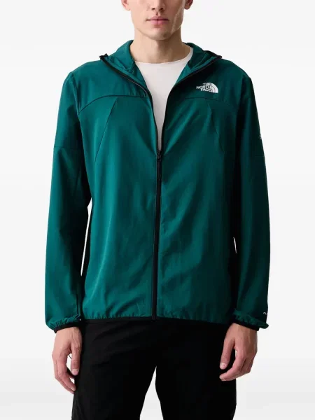 Яке The North Face с качулка с принт зелено