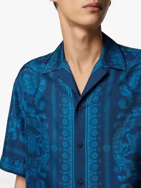 Cămașă Versace cu imagine scurtă albastru