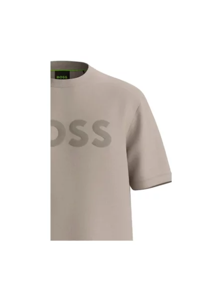 T-shirt o kroju regular fit z czystej bawełny model TS_STRUCTURE LOGO Boss Green brązowa