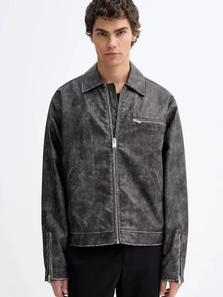 Jakna Karl Lagerfeld Jeans za prijelazno razdoblje oversize siva