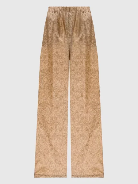 Штани DOMIZIA із шовку в квітковий принт Max Mara жовті