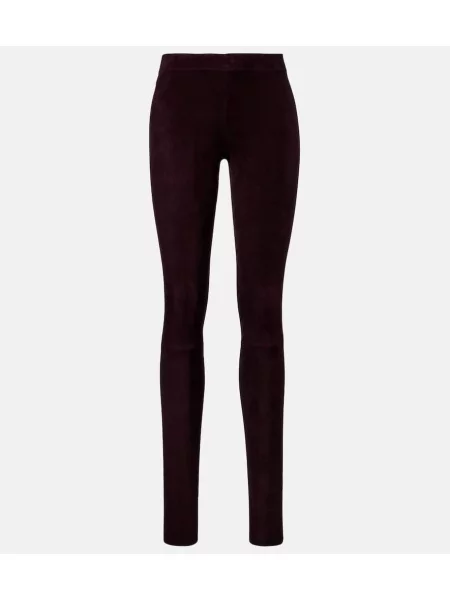 Leggings Stouls din piele de căprioară maro