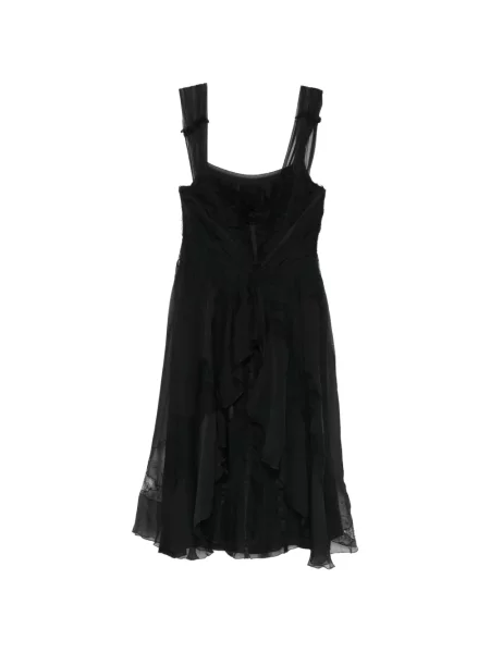 Rochie mini Alberta Ferretti cu volane din dantelă negru