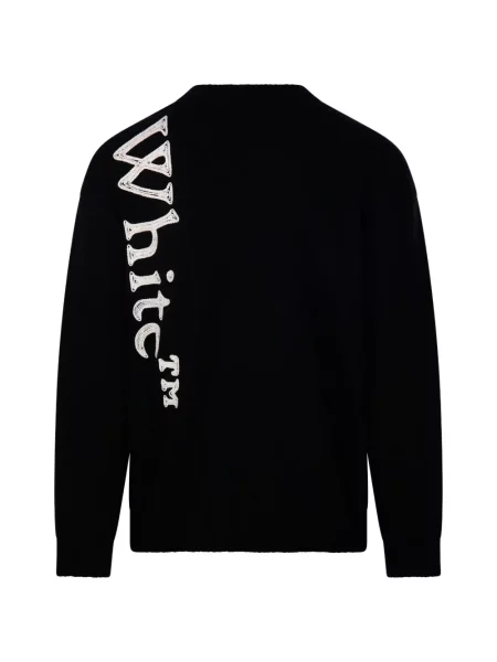 Pulover Off-white cu broderie tricotate alb