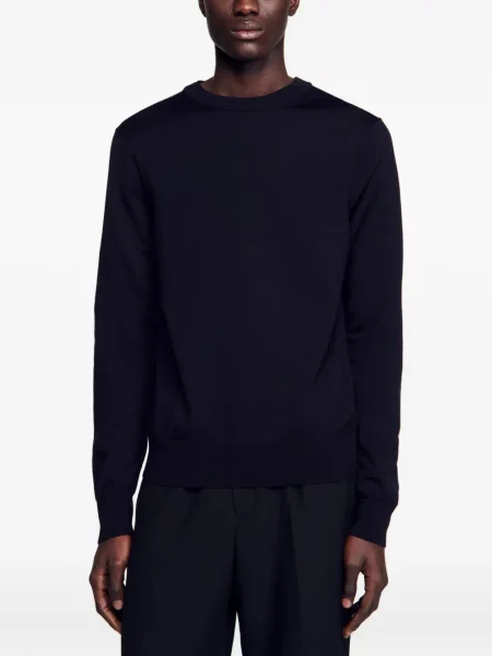 Pulover Sandro de lână cu decolteu rotund albastru