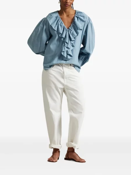 Tricou Polo Ralph Lauren din piele cu broderie în carouri maro