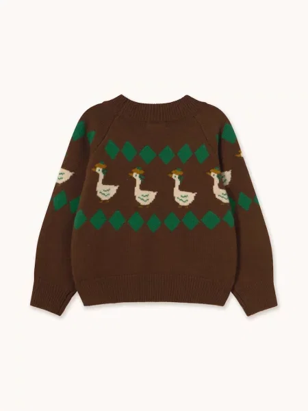 Tinycottons светр дитячий вовняний GREEN GEESE SWEATER зелений