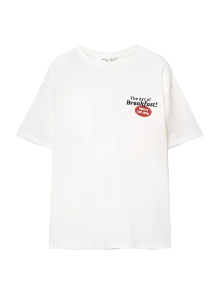 Pull&Bear Tricou portocaliu / roșu / negru alb