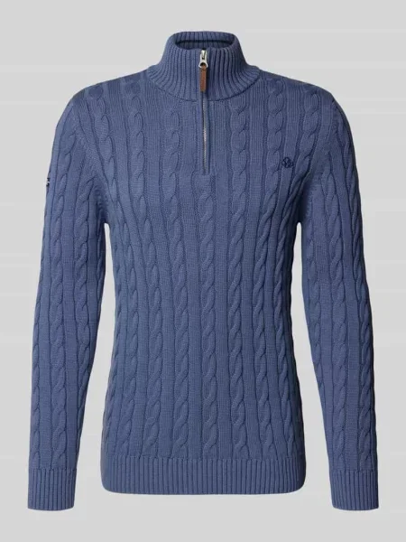Sweter z dzianiny z czystej bawełny Superdry granatowy