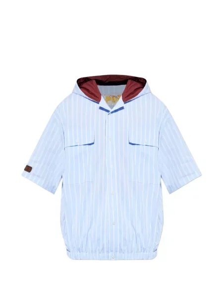 Cămașă Pdf cu dungi cu glugă albastru