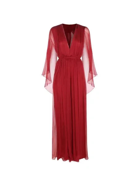Rochie maxi Alberta Ferretti de mătase roșu