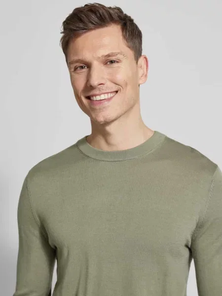 Sweter z czystej wełny krój regular fit model TRAY' Selected Homme khaki
