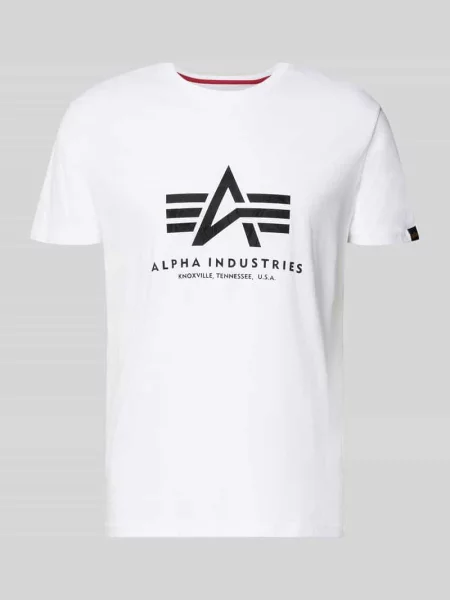 T-shirt z detalem z logo model Basic' Alpha Industries biała