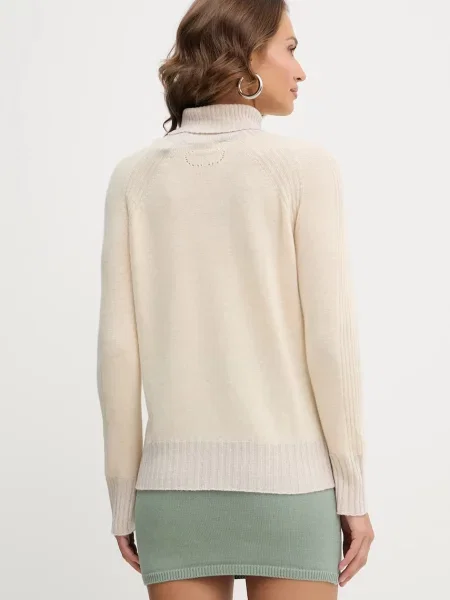 Twinset gyapjú pulóver garbónyakú bézs