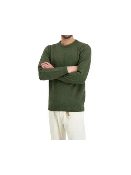 Sweter z mieszanki wełny i jedwabiu z okrągłym dekoltem model TISBURY' Barbour zielony