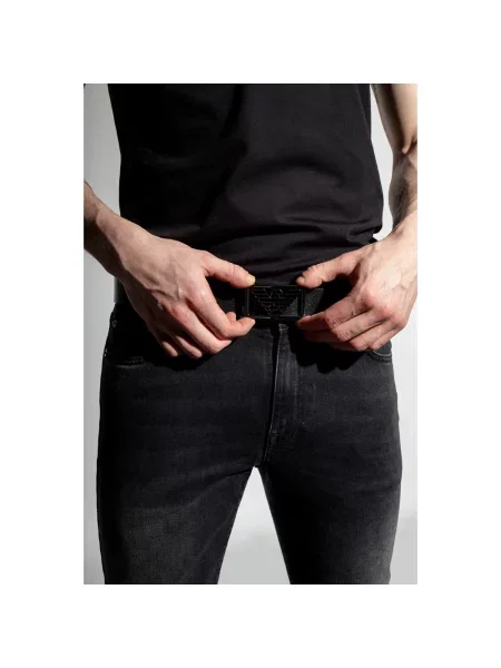 Emporio Armani pasek skórzany dwustronny czarny
