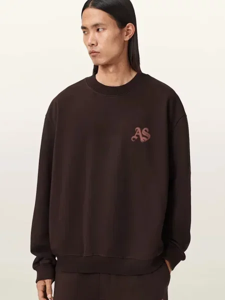 Кофта AllSaints з принтом коричневий