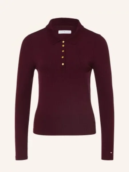 Tommy Hilfiger Žerzejová Polokošile tmavě červená