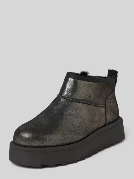 Skórzane buty ze zamkami błyskawicznymi Tamaris czarne