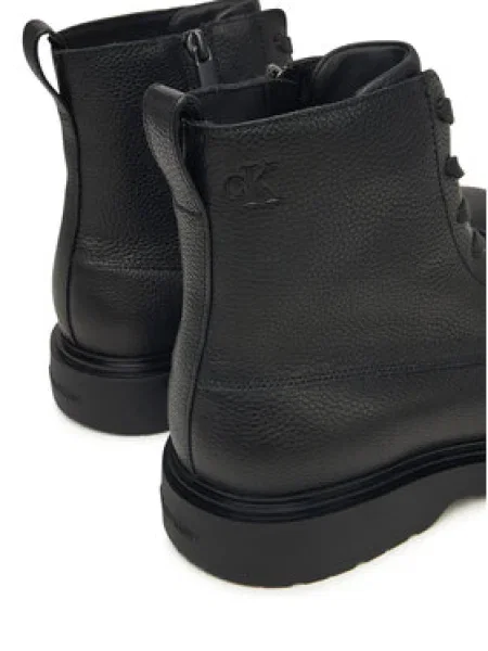 Calvin Klein Bakancs Combat Ess Lace Up Zip Boot Lth fekete