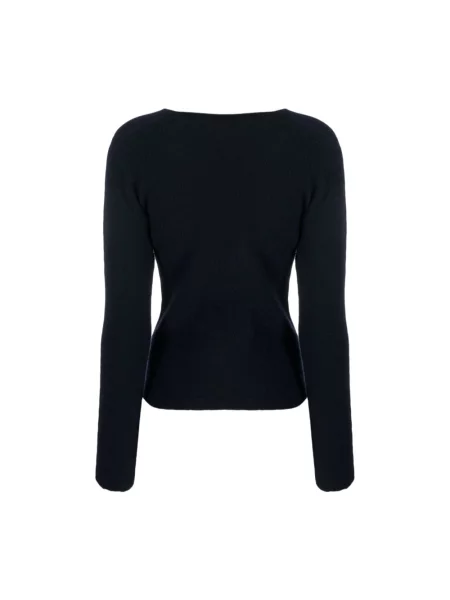 Sweter Semicouture z dekoltem w serek niebieski