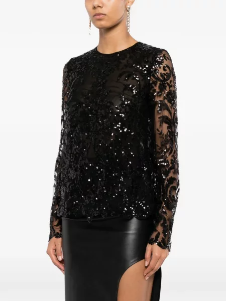 Top Naeem Khan cu paiete negru