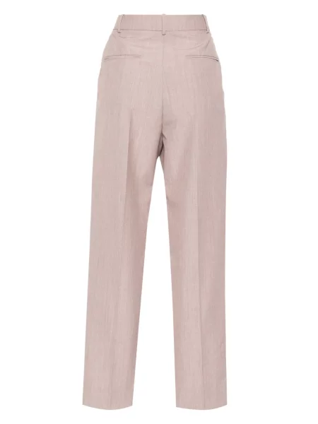 Vlněné kalhoty Victoria Beckham růžové