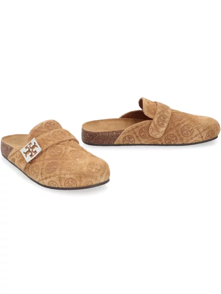 Klapki mules Tory Burch zamszowe brązowe