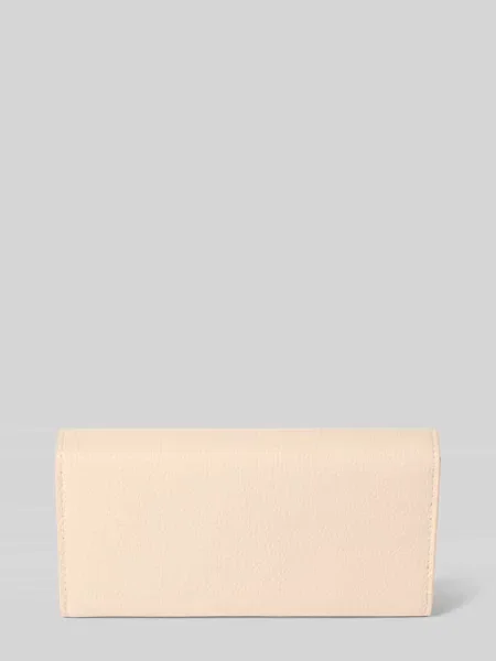 Lniany portfel Valentino Bags z logo elegancki beżowy