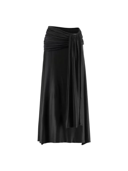 Satynowa spódnica maxi Rabanne drapowana czarna