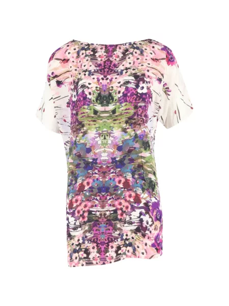 Bluză Theia de mătase cu model floral alb