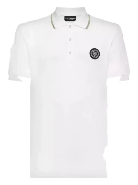 Polo Plein Sport cu dungi de tigru alb