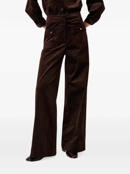 Pantaloni Sessun de catifea cord maro