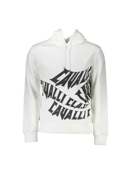 Bluza z kapturem Cavalli Class z kapturem z nadrukiem biała