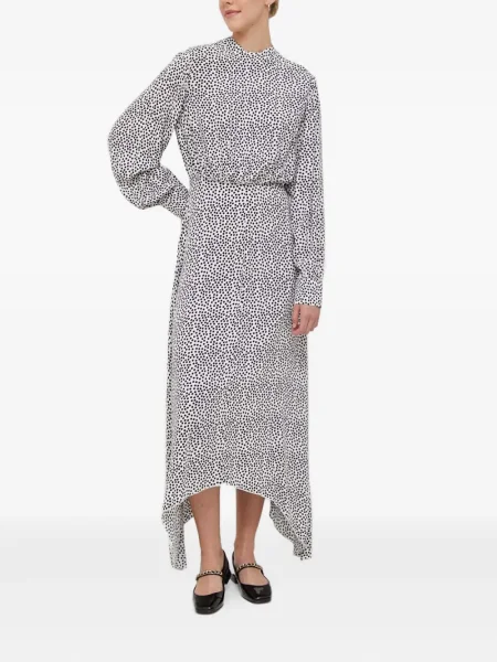 Rochie midi Benetton cu buline până la genunchi de costum alb