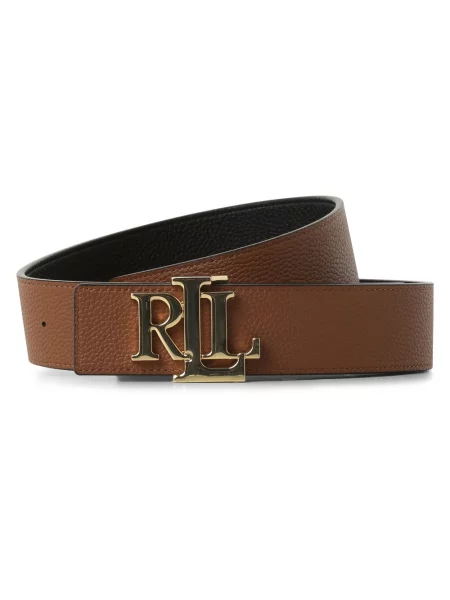 Pasek Lauren Ralph Lauren skórzany w paski czarny