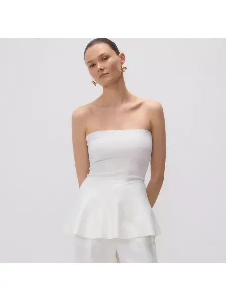 Reserved Tričko s volánkem peplum bílá