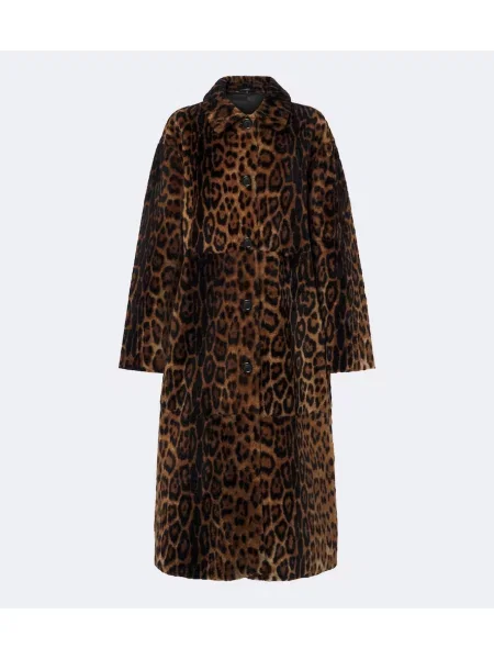 Haină din piele de oaie Nili Lotan cu imagine cu model leopard din piele de oaie maro