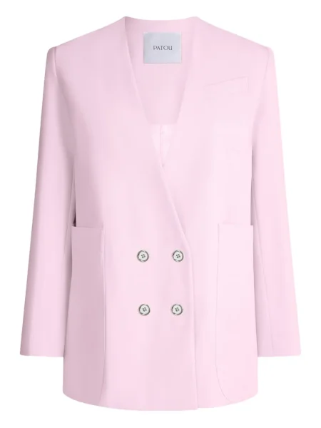 Kołnierzykowy marynarka Patou dwurzędowa różowa