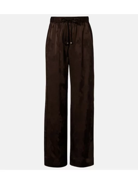 Pantaloni Ganni din satin maro