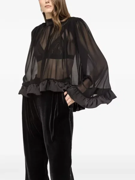 Top Nissa din șifon negru