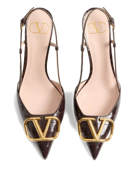 Pantofi cu toc Valentino Garavani slingback maro