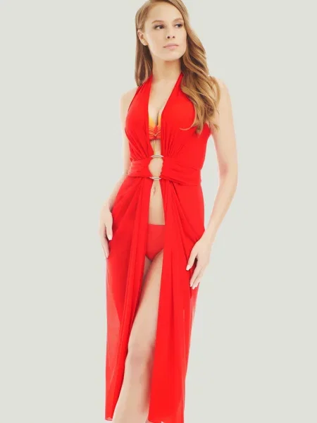 Пляжная туника червона