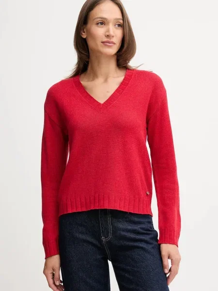 Pepe Jeans pulover din amestec de lână light roșu