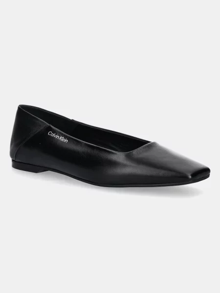 Usnjene balerinke Calvin Klein FLAT BALLERINA LTH črna