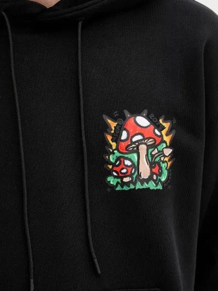 Свитер Msgm с капюшоном с принтом черный