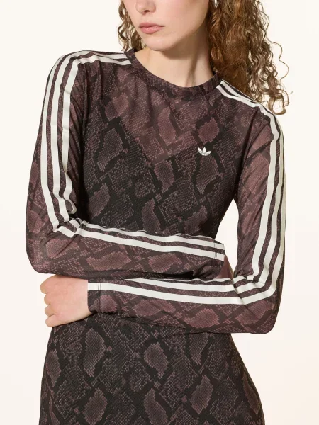 Síťované šaty Adidas Originals s potiskem s hadím vzorem černé