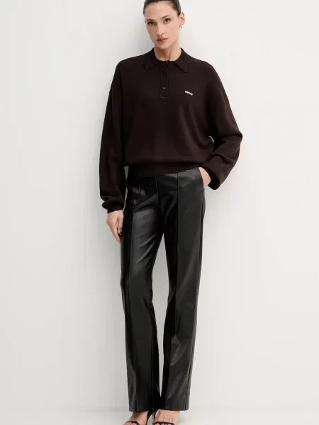 Rotate pulover din amestec de lână light maro