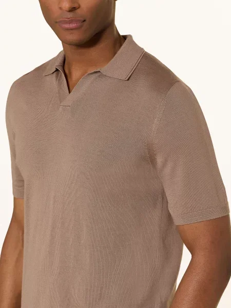 Reiss Pletené Polo Tričko Duchie Z Merino Vlny velbloudí