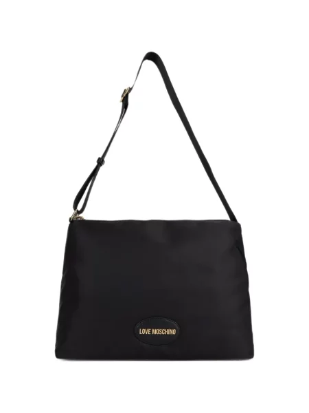Geantă Love Moschino cu bretele cu autograf negru
